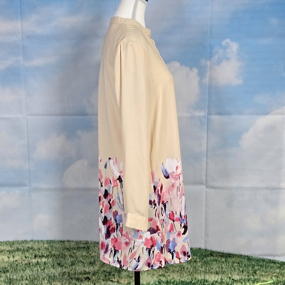 ANNE KLEIN | LOOSE FIT KNEE LENGTH FLORAL SHIRT DRESS - Picture 6 of 16